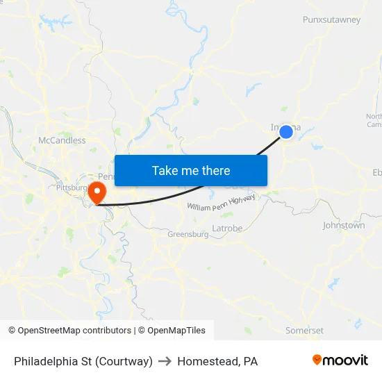 Philadelphia St (Courtway) to Homestead, PA map
