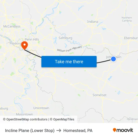 Incline Plane (Lower Stop) to Homestead, PA map