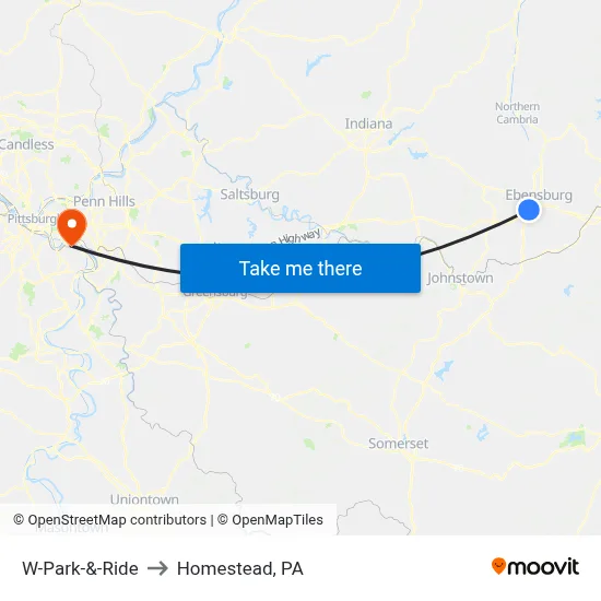 W-Park-&-Ride to Homestead, PA map