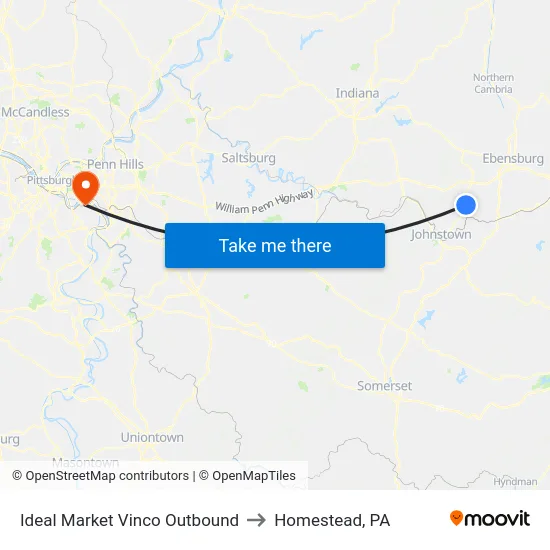 Ideal Market Vinco Outbound to Homestead, PA map