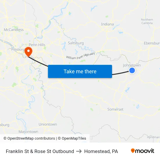 Franklin St & Rose St Outbound to Homestead, PA map