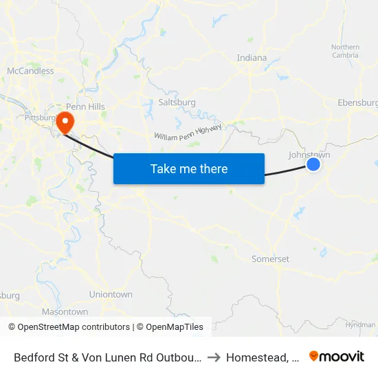 Bedford St & Von Lunen Rd Outbound to Homestead, PA map