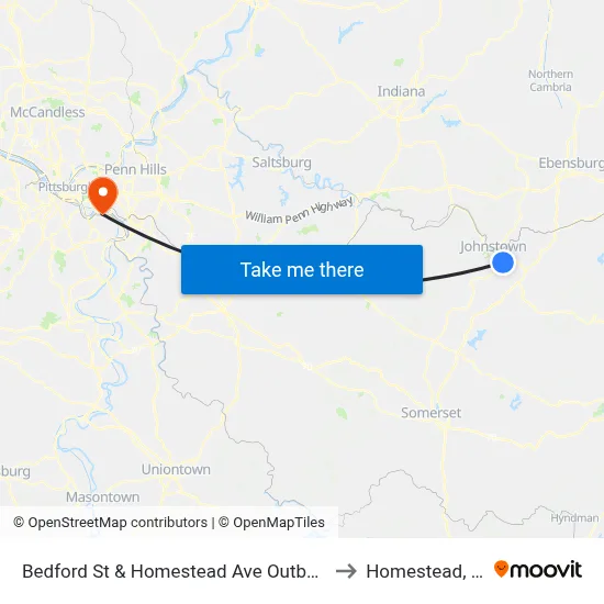 Bedford St & Homestead Ave Outbound to Homestead, PA map