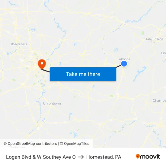 Logan Blvd & W Southey Ave O to Homestead, PA map
