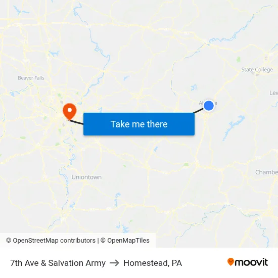 7th Ave & Salvation Army to Homestead, PA map