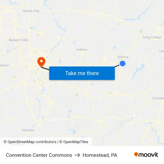 Convention Center Commons to Homestead, PA map