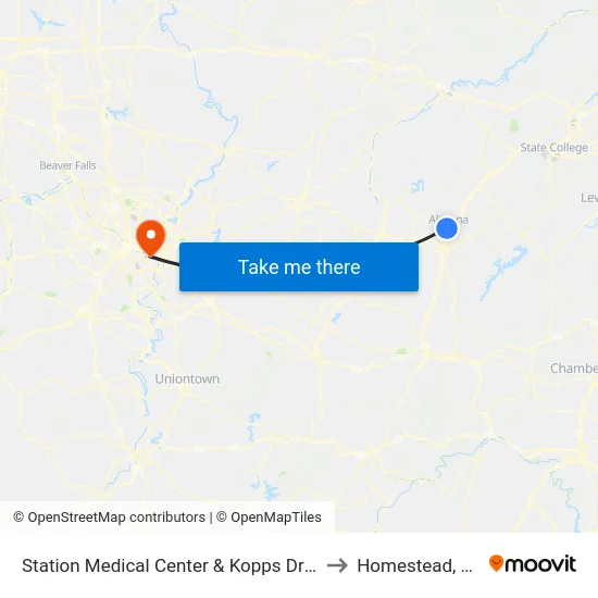 Station Medical Center & Kopps Drug to Homestead, PA map