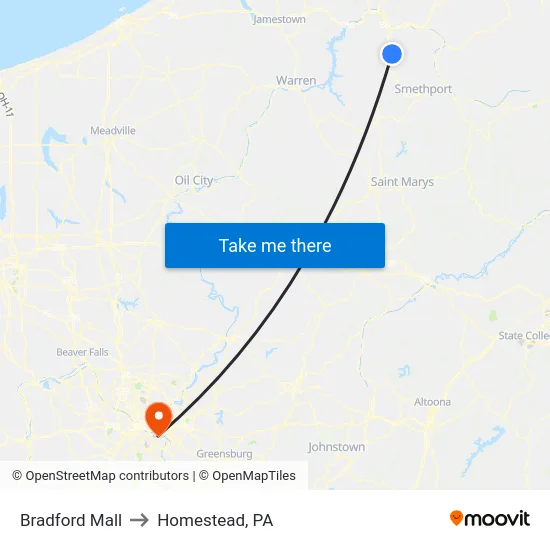 Bradford Mall to Homestead, PA map