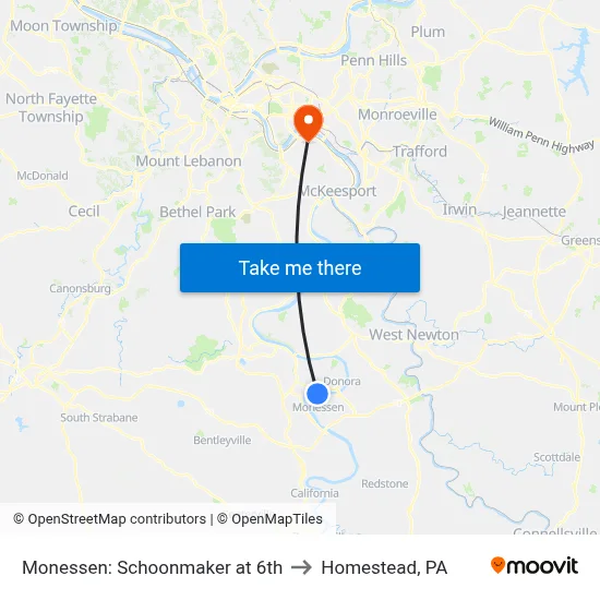 Monessen: Schoonmaker at 6th to Homestead, PA map