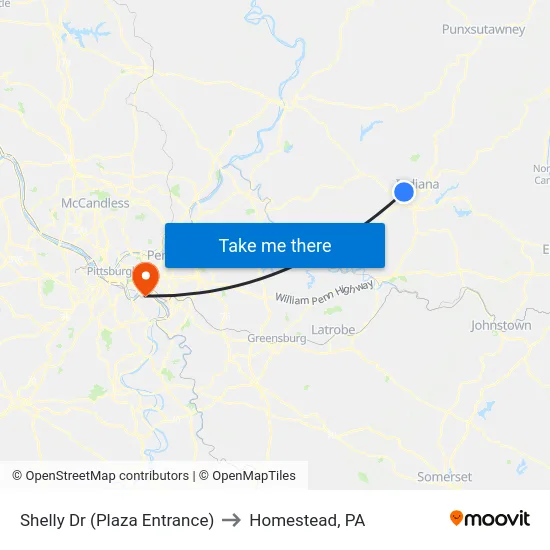 Shelly Dr (Plaza Entrance) to Homestead, PA map