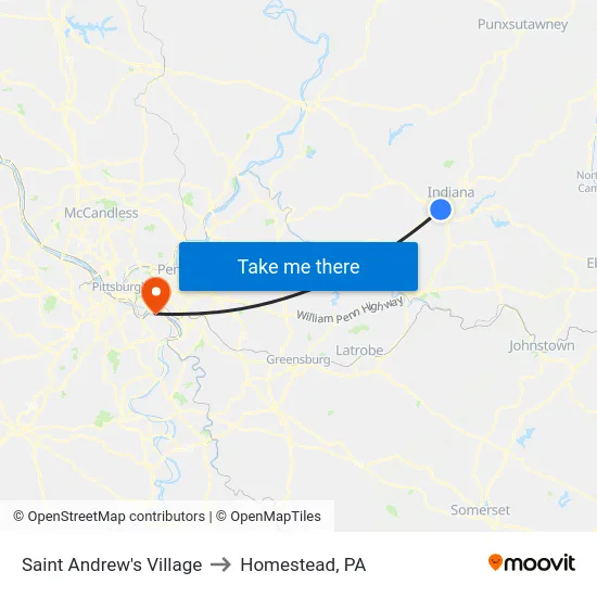 Saint Andrew's Village to Homestead, PA map