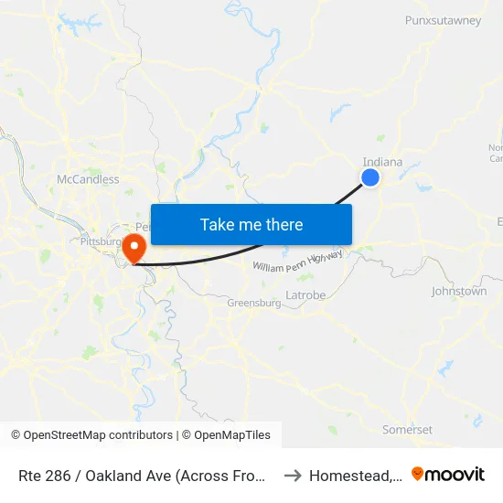 Rte 286 / Oakland Ave (Across From Aldis to Homestead, PA map