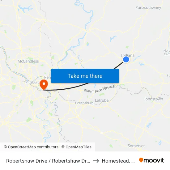 Robertshaw Drive / Robertshaw Drive to Homestead, PA map