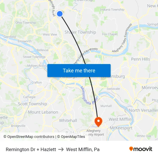 Remington Dr + Hazlett to West Mifflin, Pa map