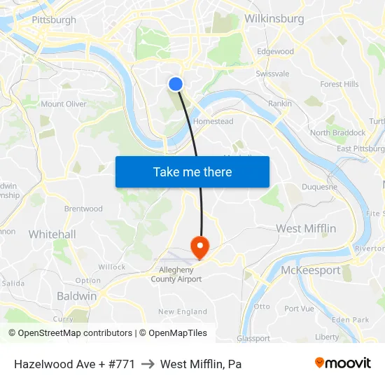 Hazelwood Ave + #771 to West Mifflin, Pa map