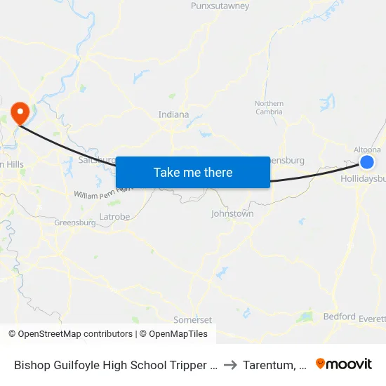Bishop Guilfoyle High School Tripper Sto to Tarentum, PA map
