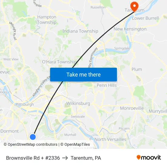Brownsville Rd + #2336 to Tarentum, PA map