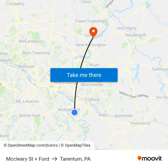Mccleary St + Ford to Tarentum, PA map
