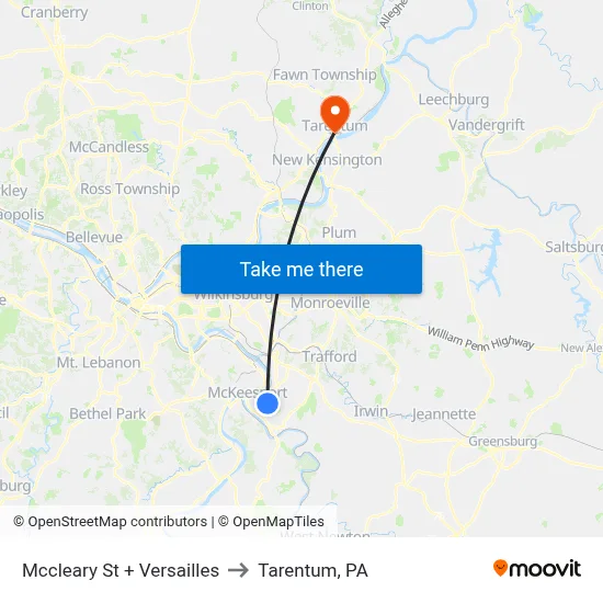 Mccleary St + Versailles to Tarentum, PA map