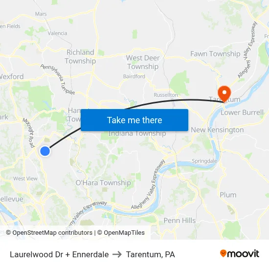 Laurelwood Dr + Ennerdale to Tarentum, PA map