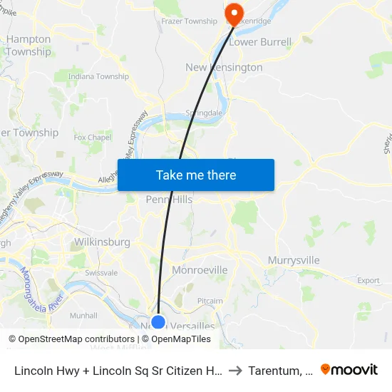 Lincoln Hwy + Lincoln Sq Sr Citizen Home to Tarentum, PA map