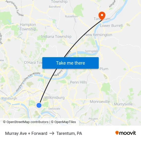 Murray Ave + Forward to Tarentum, PA map