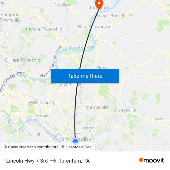 Lincoln Hwy + 3rd to Tarentum, PA map