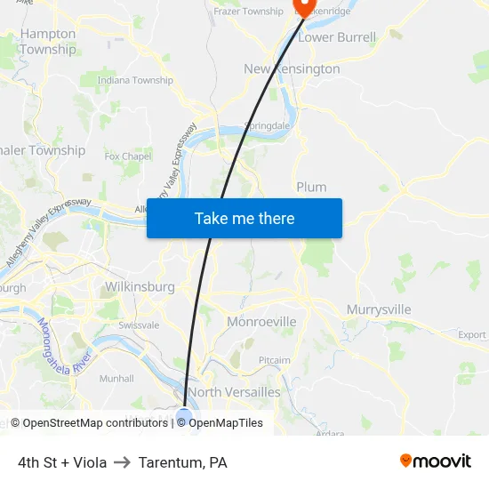 4th St + Viola to Tarentum, PA map