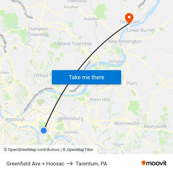 Greenfield Ave + Hoosac to Tarentum, PA map