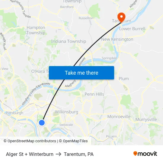Alger St + Winterburn to Tarentum, PA map
