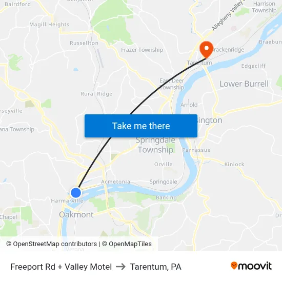 Freeport Rd + Valley Motel to Tarentum, PA map
