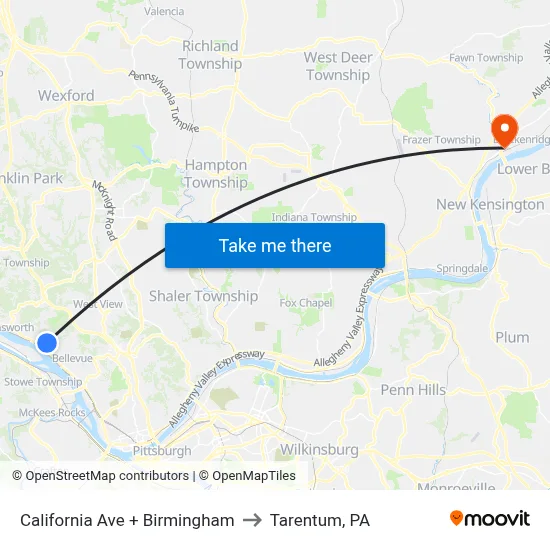 California Ave + Birmingham to Tarentum, PA map