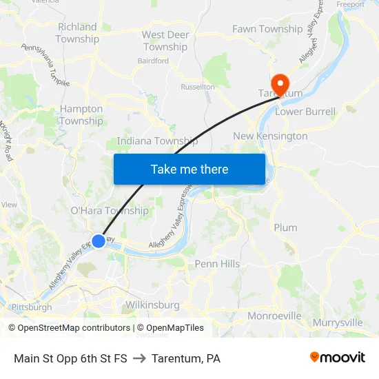Main St Opp 6th St FS to Tarentum, PA map