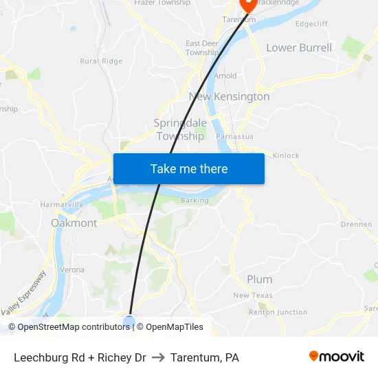 Leechburg Rd + Richey Dr to Tarentum, PA map