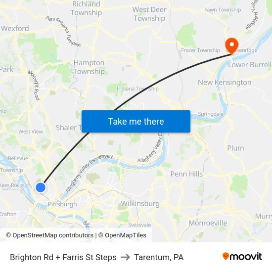 Brighton Rd + Farris St Steps to Tarentum, PA map