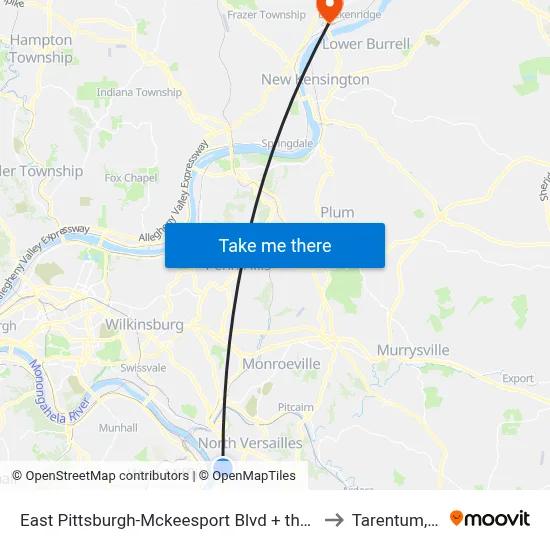East Pittsburgh-Mckeesport Blvd + the Lane to Tarentum, PA map