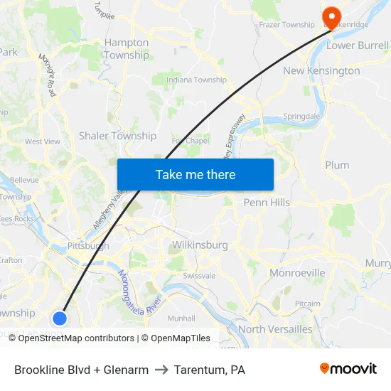 Brookline Blvd + Glenarm to Tarentum, PA map