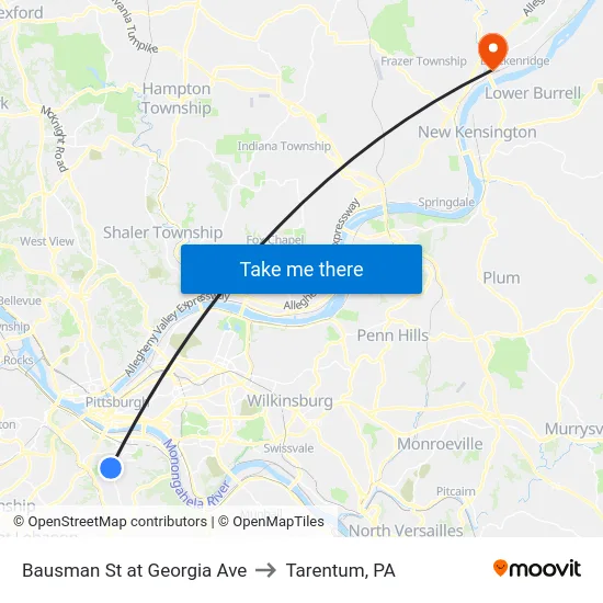 Bausman St at Georgia Ave to Tarentum, PA map