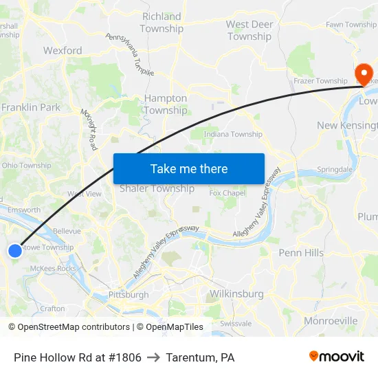 Pine Hollow Rd at #1806 to Tarentum, PA map