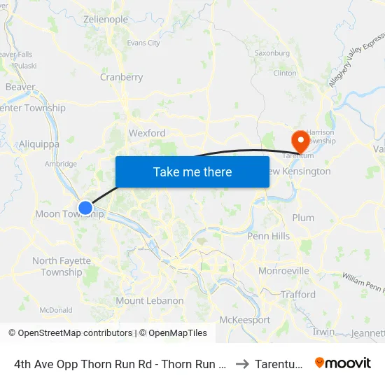 4th Ave Opp Thorn Run Rd - Thorn Run Park And Ride to Tarentum, PA map