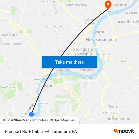 Freeport Rd + Cable to Tarentum, PA map