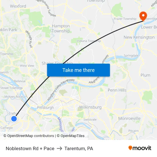 Noblestown Rd + Pace to Tarentum, PA map