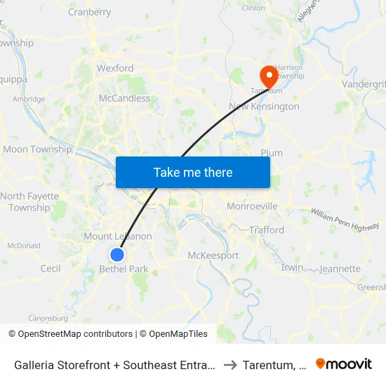 Galleria Storefront + Southeast Entrance to Tarentum, PA map