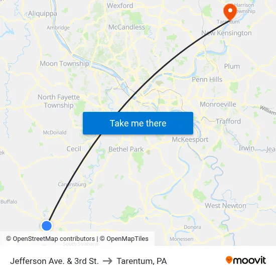 Jefferson Ave. & 3rd St. to Tarentum, PA map