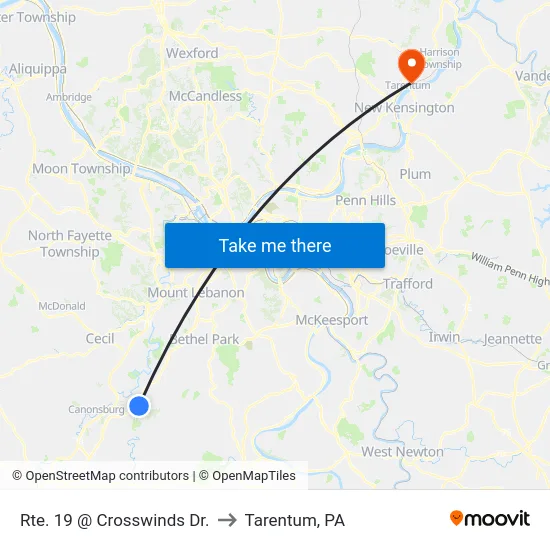 Rte. 19 @ Crosswinds Dr. to Tarentum, PA map