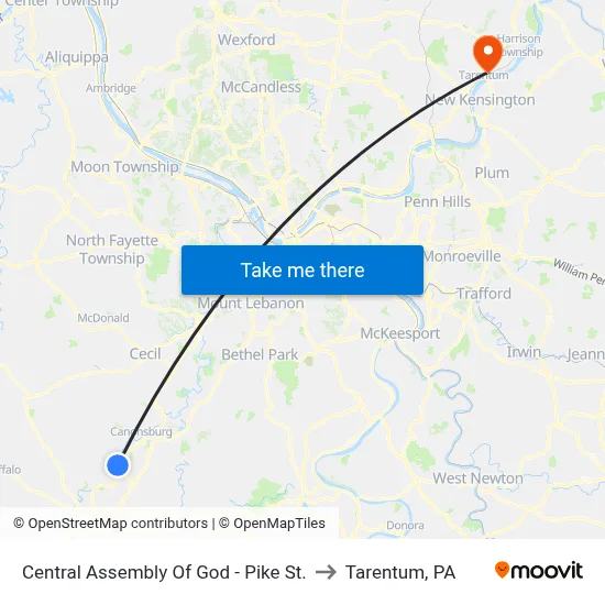 Central Assembly Of God - Pike St. to Tarentum, PA map
