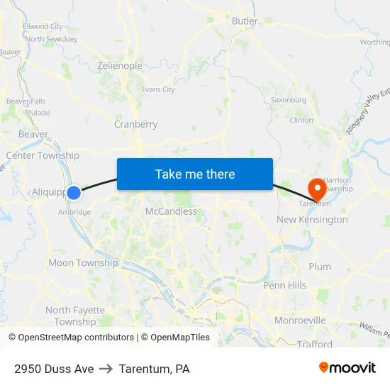 2950 Duss Ave to Tarentum, PA map