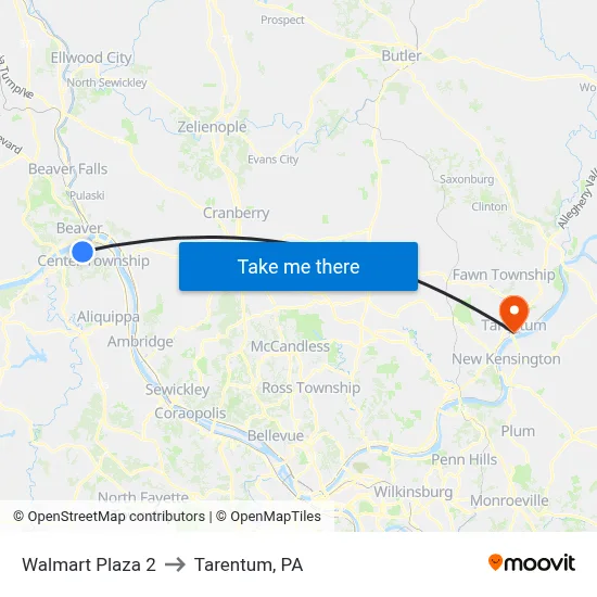 Walmart Plaza 2 to Tarentum, PA map