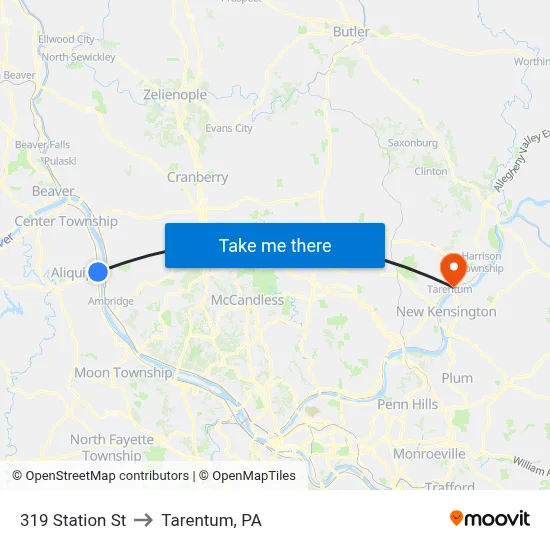 319 Station St to Tarentum, PA map