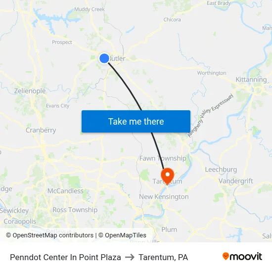 Penndot Center In Point Plaza to Tarentum, PA map